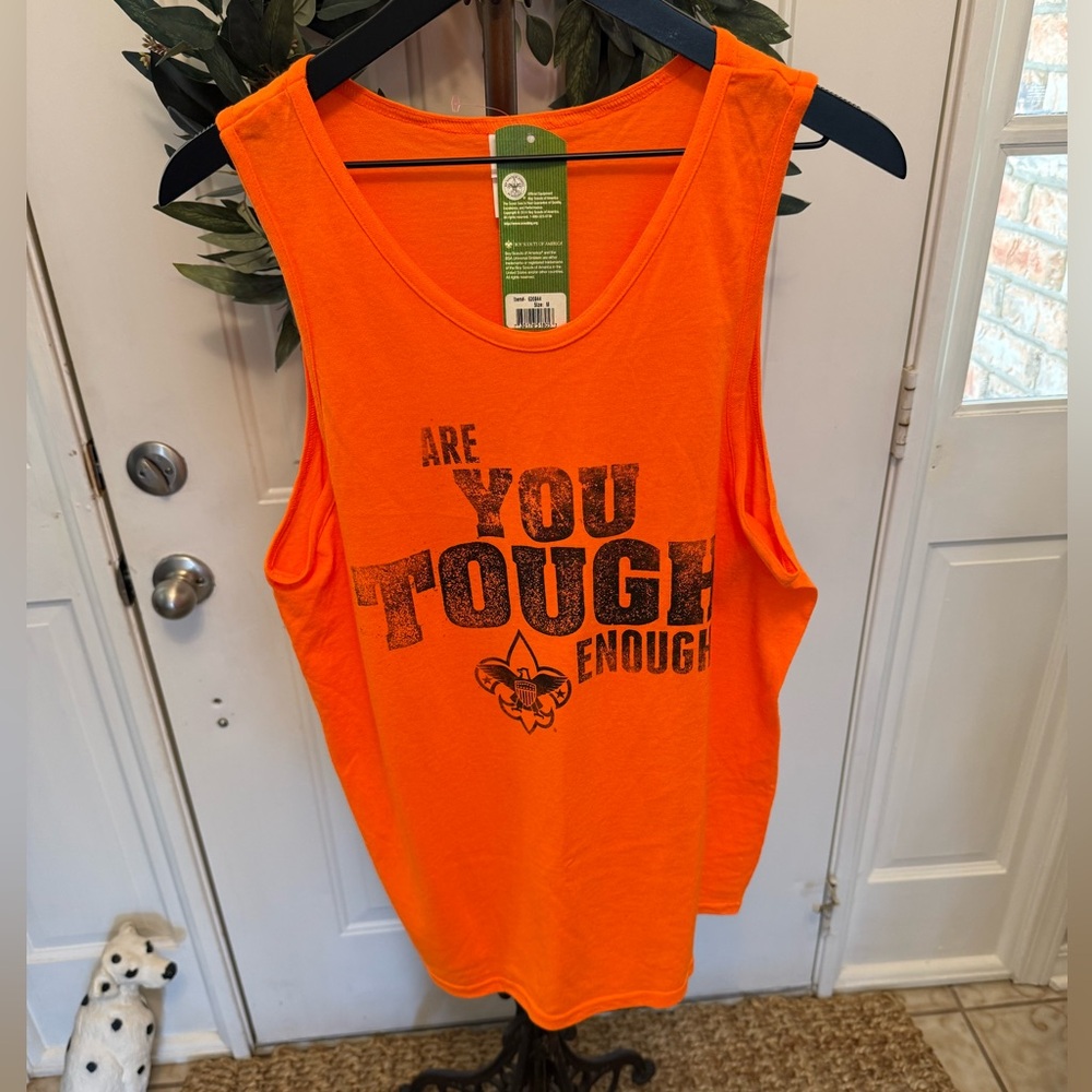 NWT Boy Scouts Of America BSA Orange Graphic Tank Top Muscle Shirt M